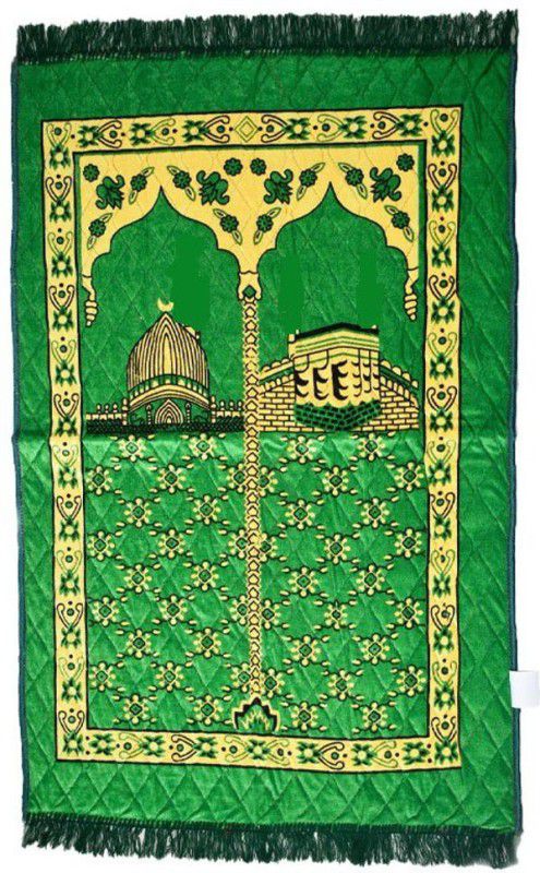 Dulhan Velvet Prayer Mat  (Green, Large)