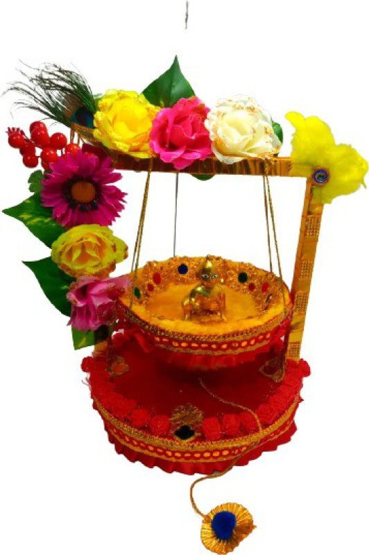SHYAM Krishna ji heavy wooden flower design Jhula size M 3 to 4 Jhula
