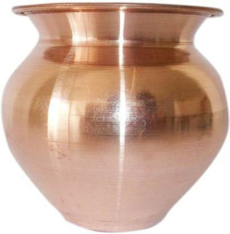 Rudram Handmade Pure Copper Kalash Lota Medium Sized Copper Kalash (Height: 4 inch, Brown) Paper Mache Kalash  (Gold)