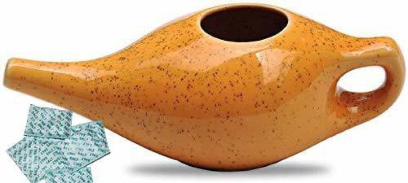 GoodsCrafts Ceramic Orange Neti Pot  (250 ml)