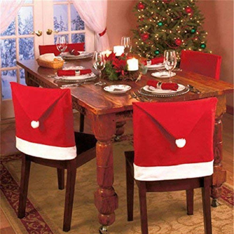 BANSURI ARISTOCRATIC Tree Cute Dinning Christmas Chair Covers Santa Decoration(Red and White) Christmas Sack  (Pack of 6)