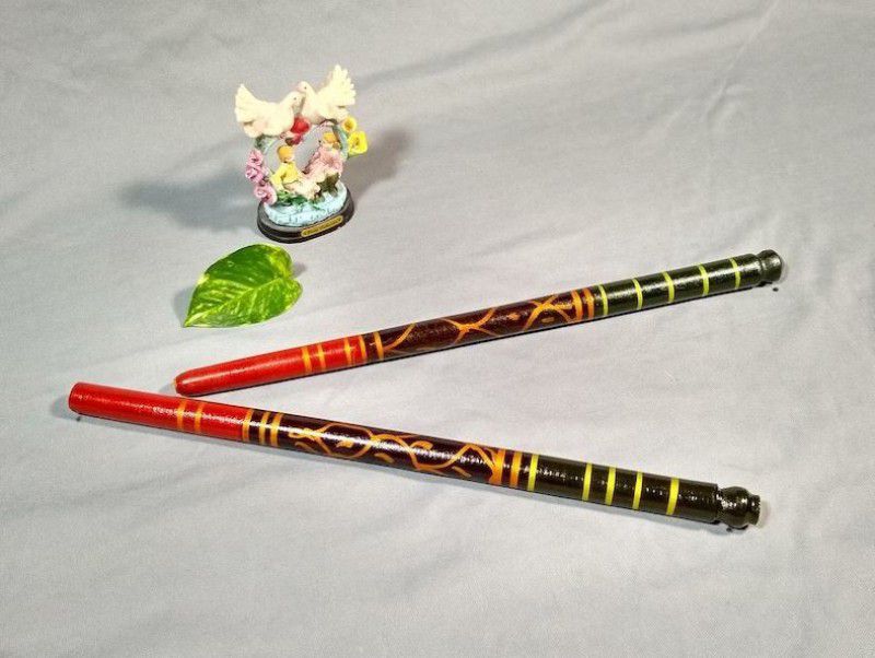 Rosefinch Wooden Dandiya for Dance Garba Sticks for Navratri Celebration Multicolor(1Pair) Dandia Sticks  (Multicolor)