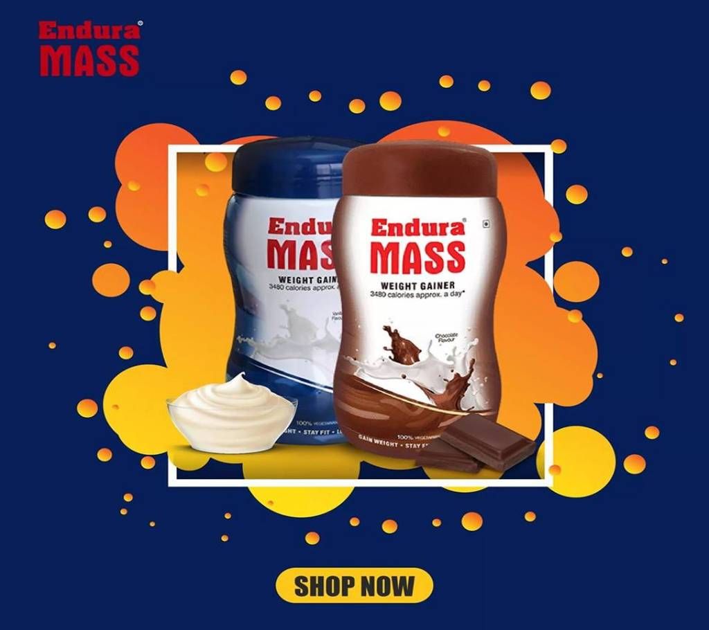 vanilla and Chocolate Flavor Endura Mass Weight Gainer 500g+500g - India