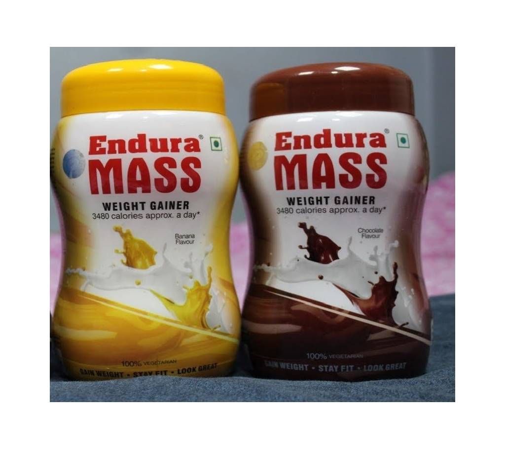 Banana and Chocolate Flavor Endura Mass weight gainer 500g+500g - India