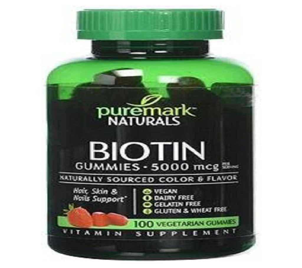 Puremark Naturals BIOTIN Gummies - 100 pc (5000 mcg) - USA
