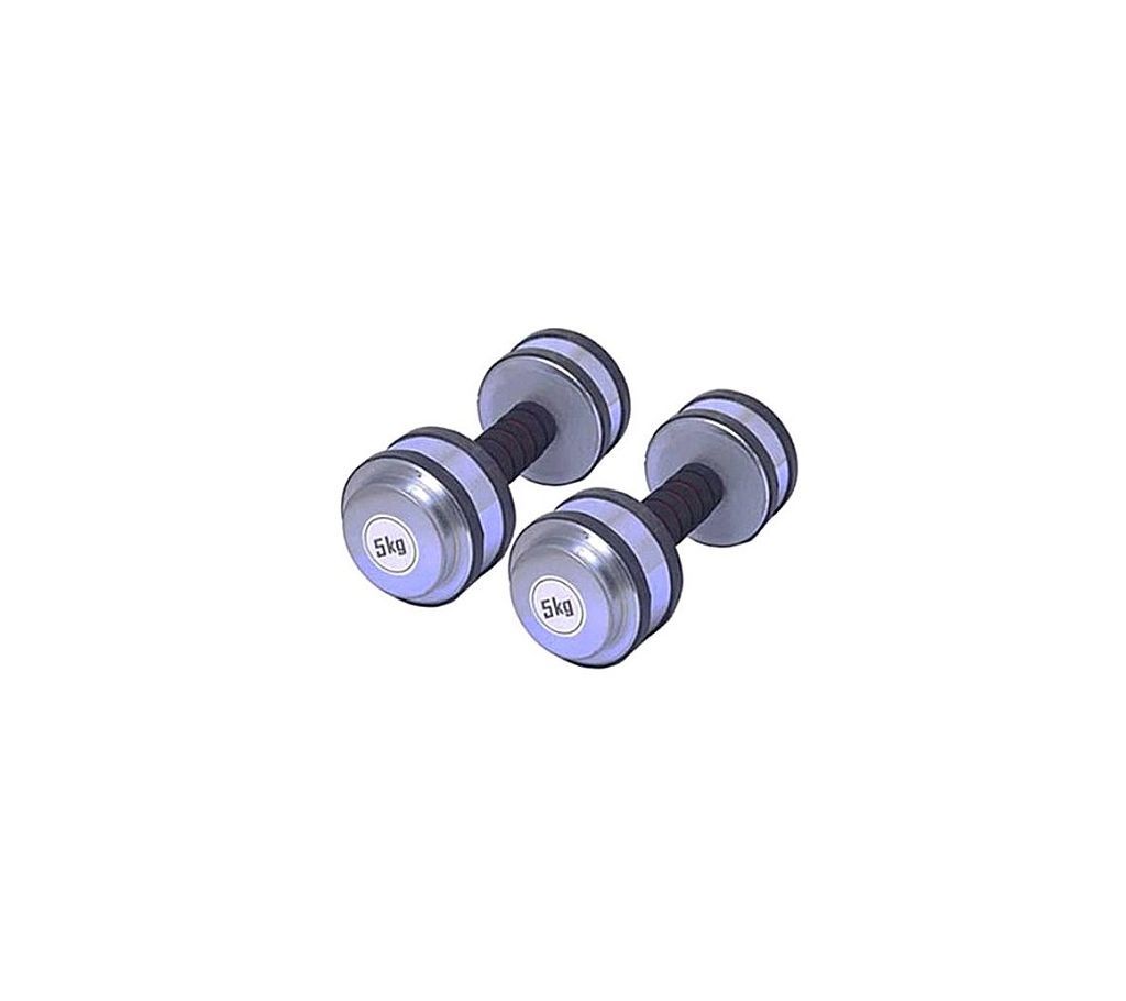 Rubber Dumbbell (5 x 2) = 10 Kgs Solid Iron