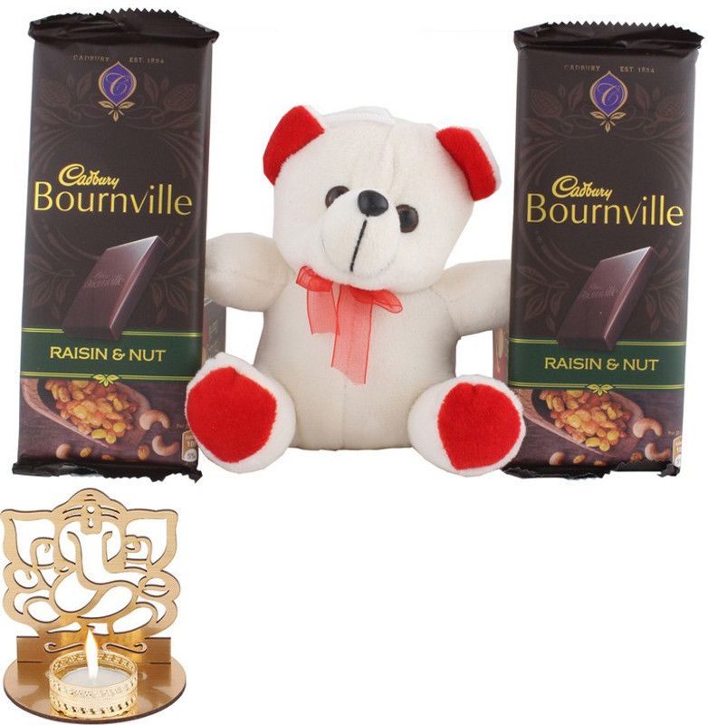 SurpriseForU Bournville Chocolates With Cute Teddy | Diwali Gift | Shadow Ganesh Diya | Diwali Chocolate Hamper Combo  (2 Bournville (80g) , 1 Teddy Bear , 1 Shadow Ganesh Diya)
