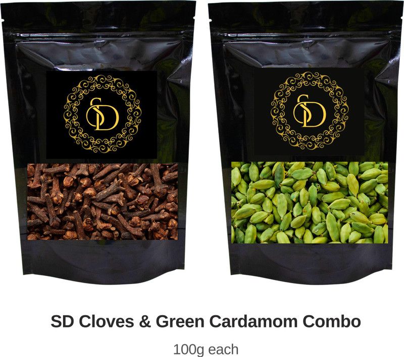 SD Cloves Laung 100g & Green Cardamom Elaichi Choti 100g Pure & Natural  (2 x 100 g)
