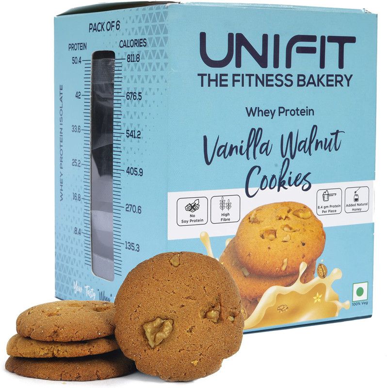 Unifit Whey Protein Vanilla Walnut Cookie Bakery Biscuit  (180 g, Pack of 6)