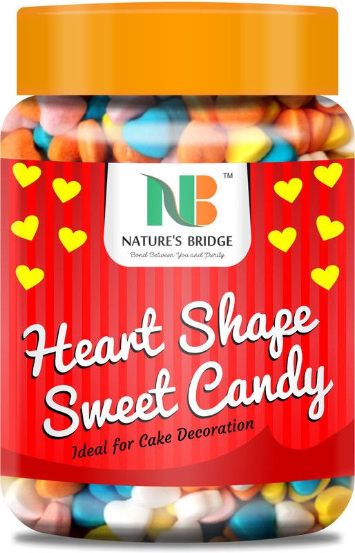 Nature's Bridge Heart Shaped Sweet Candy Topping (Sprinkles) for Cake Decoration 400 gm Jar Pack / Hearts Candy / Sprinkles / Cake Decoration - 400 Gm Jar Sprinkles  (400 g, Sweet)