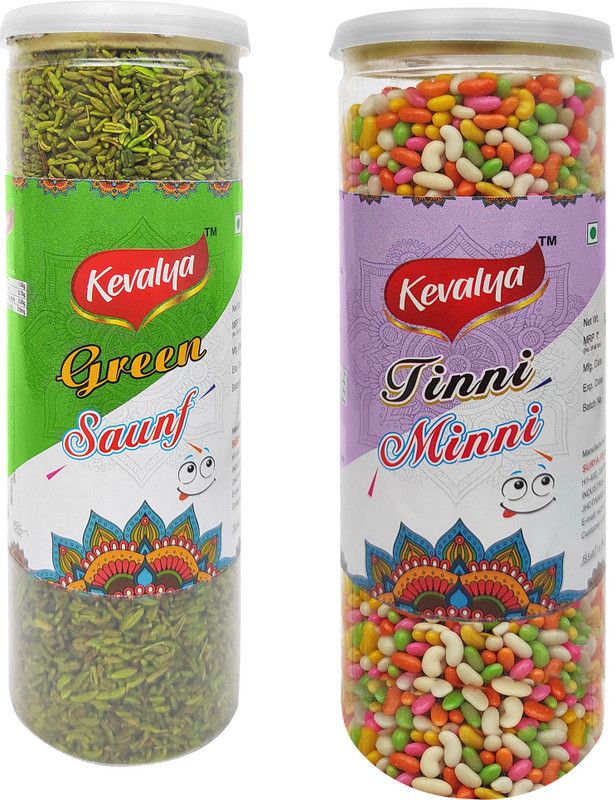 KEVALYA GREEN SAUNF & Jinni Minni Small MOUTH FRESHENER, SAUNF (FENNEL SEEDS ) SAUNF Mouth Freshener  (2 x 200 g)