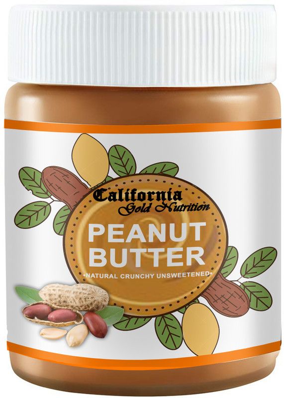 California Gold Nutrition Natural Crunchy Unsweetened Peanut Butter 450g | Rich in Protein Advanced 450 g