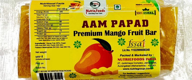 Nutriefoods Aam Papad | Premium Mango Fruit Bar, Mango Toffee / Mango Candy | Wholesale Pack Fresh Mango, Sweet Candy Bar  (10 x 100 g)