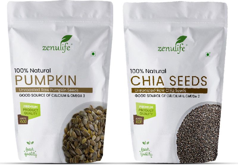 zenulife Combo Pack of Chia Seeds 250g , Pumpkin Seeds 250g | Pumpkin Seeds, Chia Seeds  (500 g, Pack of 2)