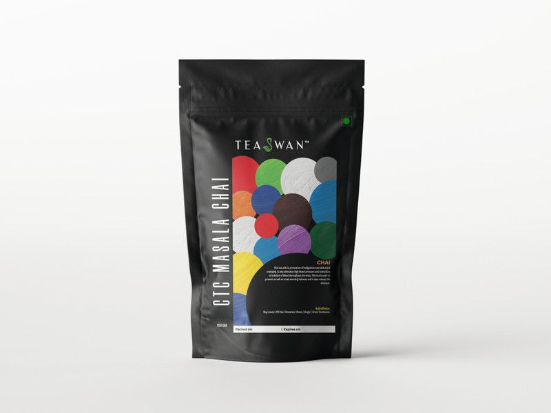 TeaSwan CTC Masala Chai | Milk Tea | Spicy Tasting Notes With Exotic Indian Spices | 100% Natural Ingredients | 100 gm (40 Cups) Spices Black Tea Pouch  (100 g)
