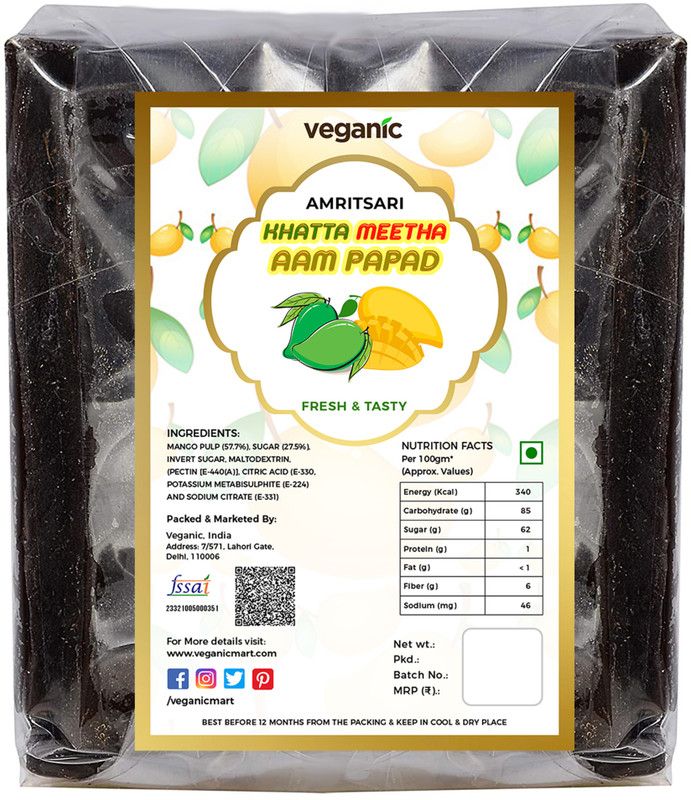 Veganic Amritsari Aam Papad With Masala - 400GM (Dried Spiced Raw Mango Slices) | Mango  (400 g)