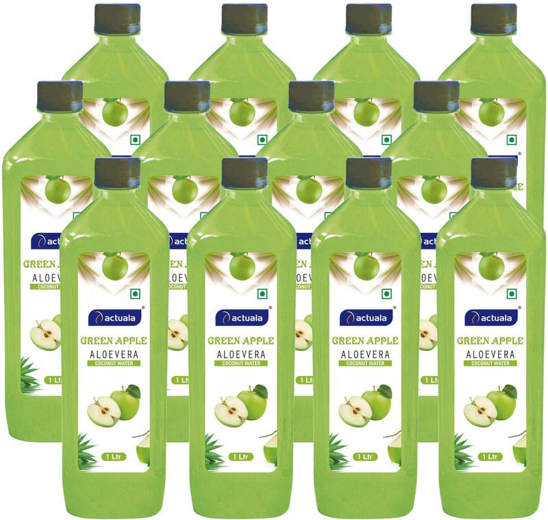 AACTUALA Green Apple Aloe Vera Coconut Water Fruit Juice, Aloe Vera Juice - 1000ml  (12 x 1 L)