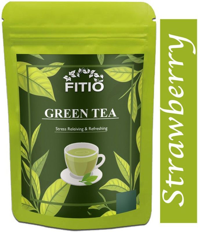 FITIO Green Tea for Weight Loss | 100% Natural Green Loose Leaf Tea | Strawberry Flavor Green Tea Pouch Advanced (T1271) Green Tea Pouch  (1600 g)