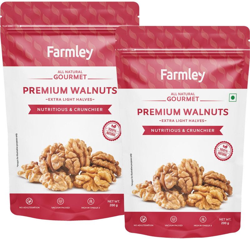 Farmley Premium Extra Light Halves Kernels (Akrot) 400g Walnuts  (2 x 200 g)