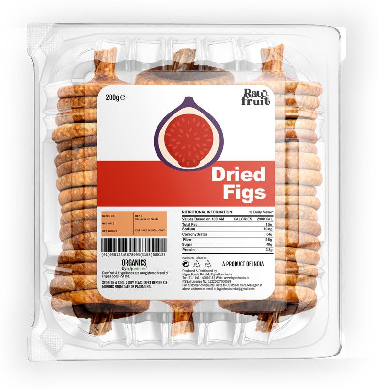 HyperFoods RawFruit Premium Dried Figs Anjeer (Pack of 2x200g) 400g, Size: 35-45mm Figs  (2 x 200 g)