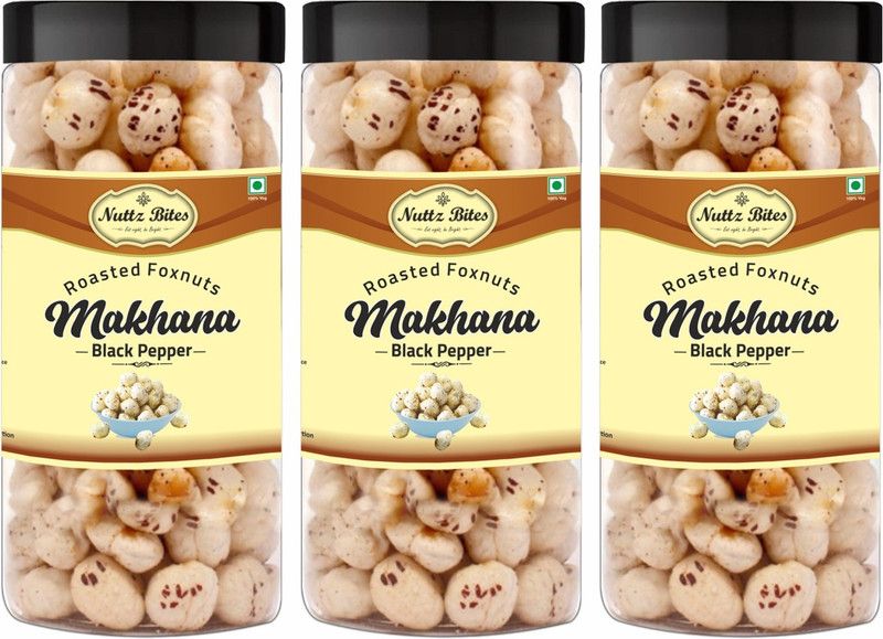Nuttz Bites Roasted Black Pepper Nuts Makhana 300g (Pack of 3-100g Each)  (3 x 100 g)