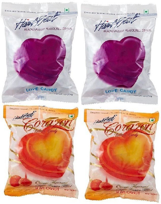 HART BEAT Blackcurrent &Orange Curazone Love candy Flavoured -150gm(Pack of 4)|(Imported) Blackcurrent,Orange Candy  (4 x 150 g)