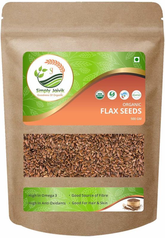 Simply Jaivik Flax Seeds 500 Gram Organic - Raw Flax Seeds Brown Flax Seeds  (500 g)