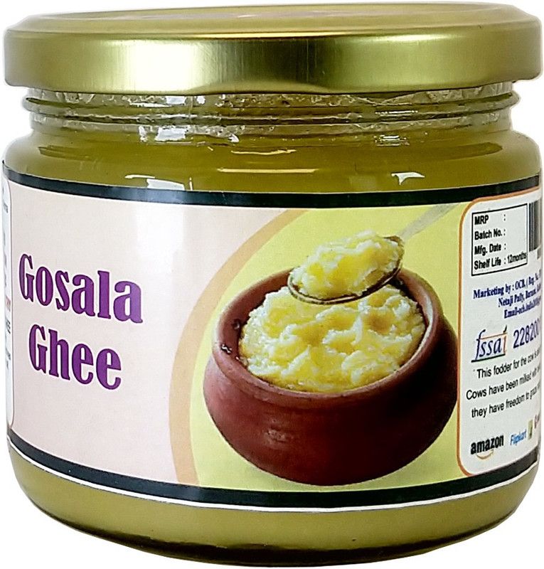 OCB Gosala Ghee Pure Cow Ghee | 100% Natural & No Preservatives Ghee 250 g Glass Bottle