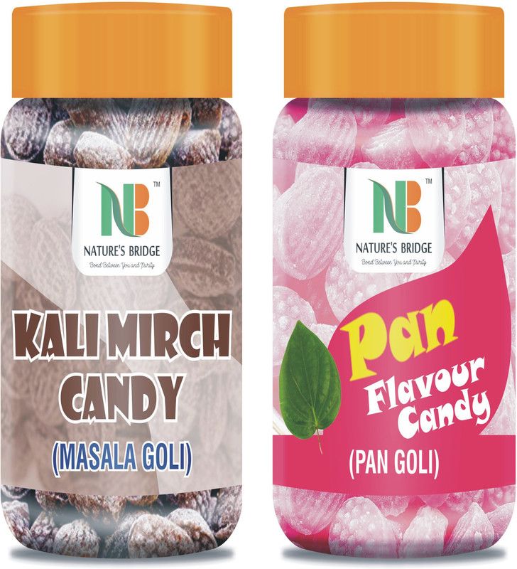 Nature's Bridge Pan Candy Masala Candy Kalimirch Candy Sweet Hard Candy (Kalimirch, Pan, Flavour) Combo Jar Pack of 2 each 200 Gm Pan, Kalimirch Candy  (2 x 200 g)