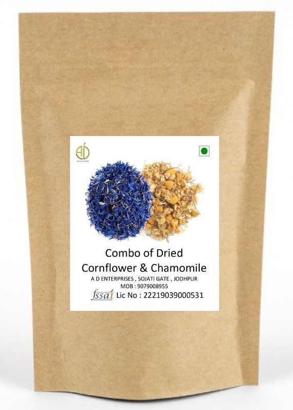 A D FOOD & HERBS Combo Of Dried Cornflower & Chamomile for Tea Blends each of 50 Gms Herbal Tea Pouch  (50 g)