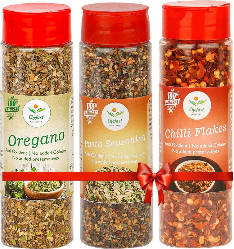 Chefast Pasta Seasoning Red Chilli Flakes & Oregano Flakes Pizza Pasta Seasoning Combo Pack In Sprinkler Bottle (175 g)  (175 g)