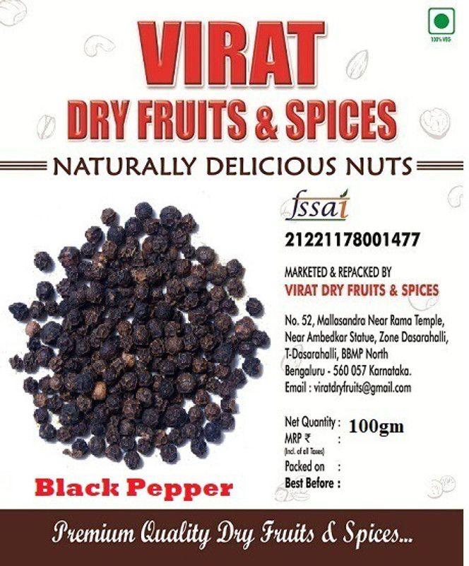 Virat Naturally delicious products Whole Black Pepper 100gm  (100 g)