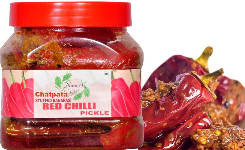 Natural Diet Premium Quality Homemade Stuffed Banarasi Red Chilli Pickle Traditional Banarasi Flavor Tasty & Spicy Chatpata Stuffed Banarasi Red Chilli Pickle (Real Taste of Banarsi Pickle) 500gm Red Chilli Pickle  (500 g)