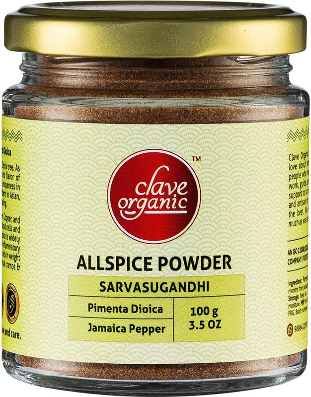 Clave Organic India - All Spice Powder I Pimenta Diocia I Sarvasugandhi I From Kerala I 100% Vegan | No Chemicals | In Eco-Friendly Glass Jar (100g)  (100 g)