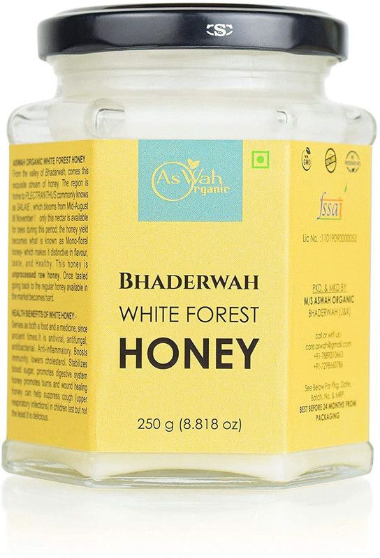 Aswah Organic Bhaderwah White Forest Honey, Creamy,100 % Pure, Unfiltered, Natural  (250 g)