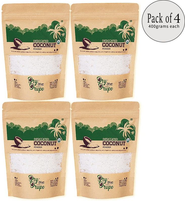 Dry Drupe Desiccated Coconut powder,400 gm,Pack of 4  (4 x 400 g)