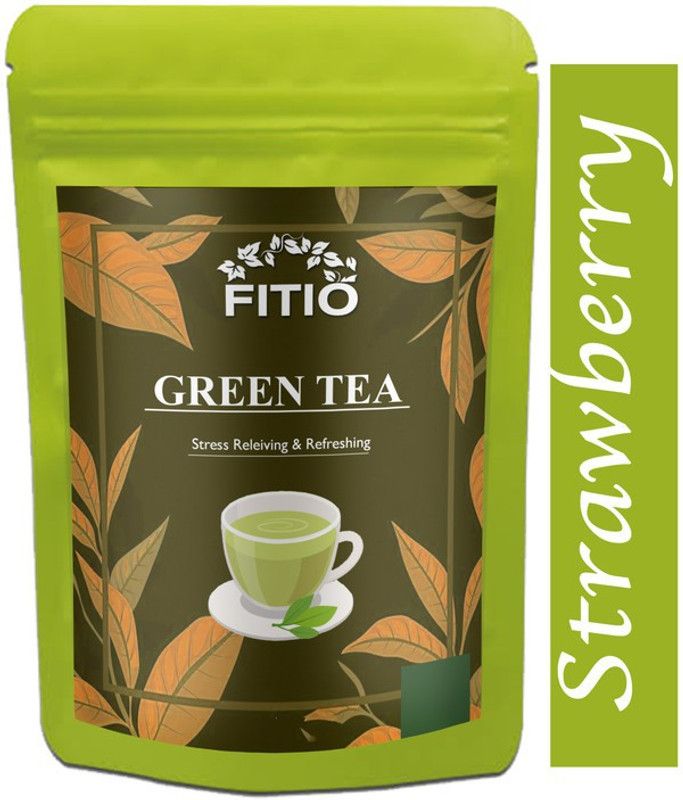 FITIO Green Tea for Weight Loss | 100% Natural Green Loose Leaf Tea | Strawberry Flavor Green Tea Pouch Pro (T1229) Green Tea Pouch  (250 g)