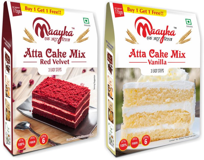 Maayka - Ek Atoot Rishta -Atta-Red Velvet Cake Mix & Vanilla Cake Mix 175G+175G 350 g  (Pack of 2)