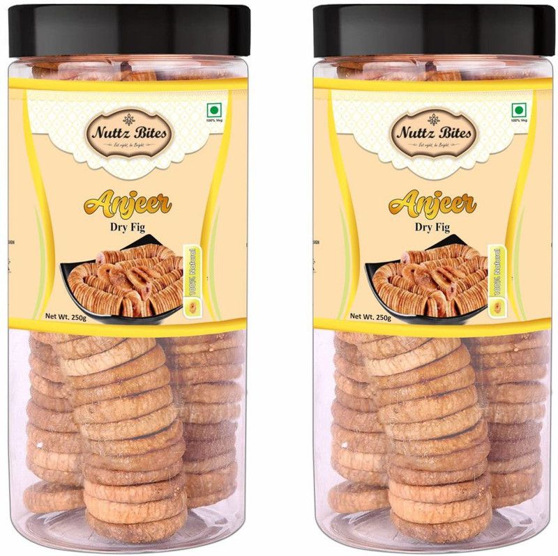 Nuttz Bites Premium Dried Anjeer Fig 500g (Pack of 2 -250g Jar Each) Figs  (2 x 250 g)