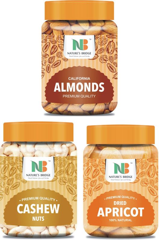 Nature's Bridge Fresh and Healthy Dry Fruits & Nuts (Almond, Cashew, Apricot (250g * 3) 750 Gm (Pack of 3) Gifts Combo Pack Almonds, Cashews, Apricots  (750 g)