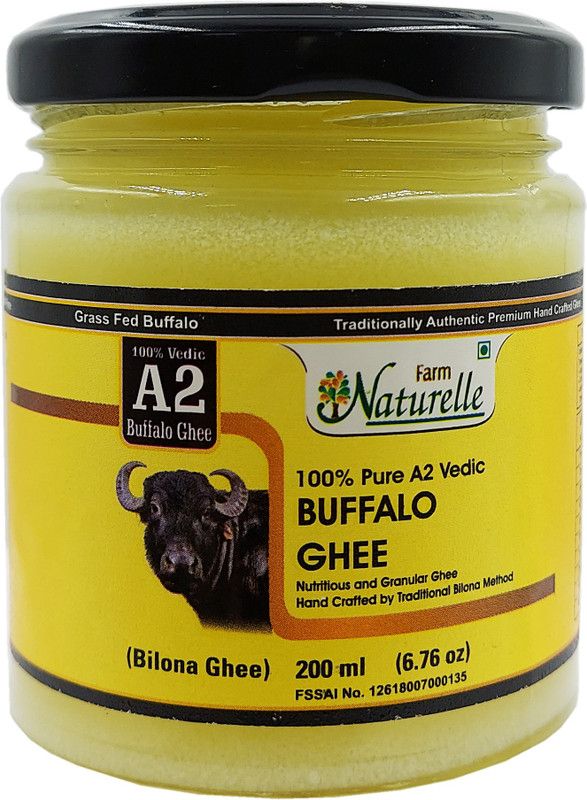 Farm Naturelle Pure Desi Buffalo Ghee Glass Bottle from 100% Pure A2 Vedic Ghee 200 g Glass Bottle