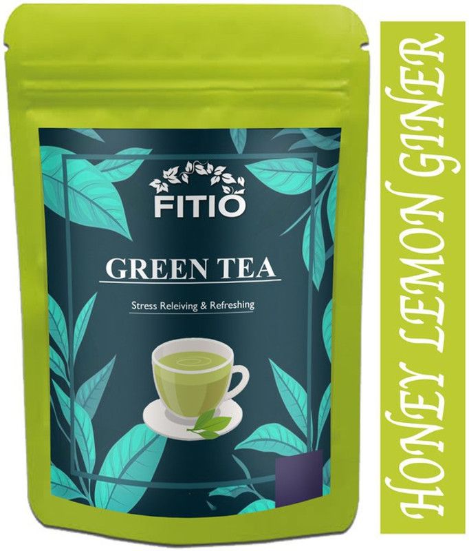 FITIO Green Tea for Weight Loss | 100% Natural Green Loose Leaf Tea | Honey, Lemon, Ginger Flavor Green Tea Pouch Advanced (T606) Green Tea Pouch  (300 g)