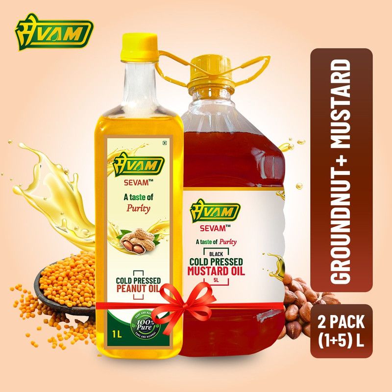 SEVAM Groundnut 1L + 5L Mustard Oil Plastic Bottle  (2 x 3000 ml)