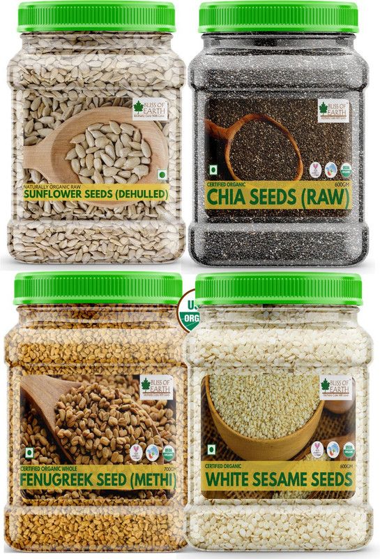 Bliss of Earth Sesame Seeds , Chia Seeds , Sunflower Seeds Sesame Seeds, Chia Seeds, Sunflower Seeds  (4, Pack of 4)