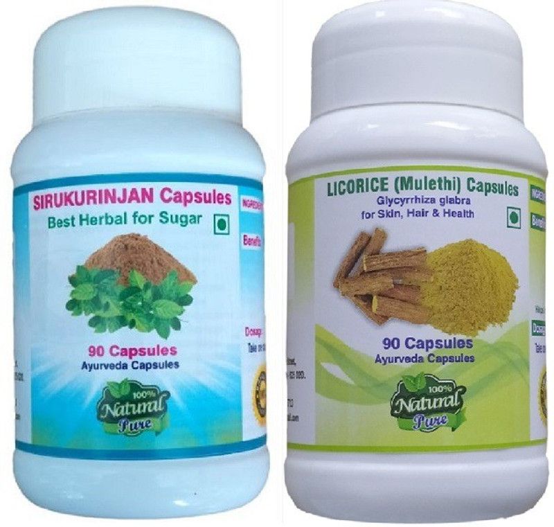 santhosh Trading Sirukurinjan Capsules 90,Licorice Capsules 90 Combo  (Sirukurinjan Capsules 90, Licorice capsules 90)