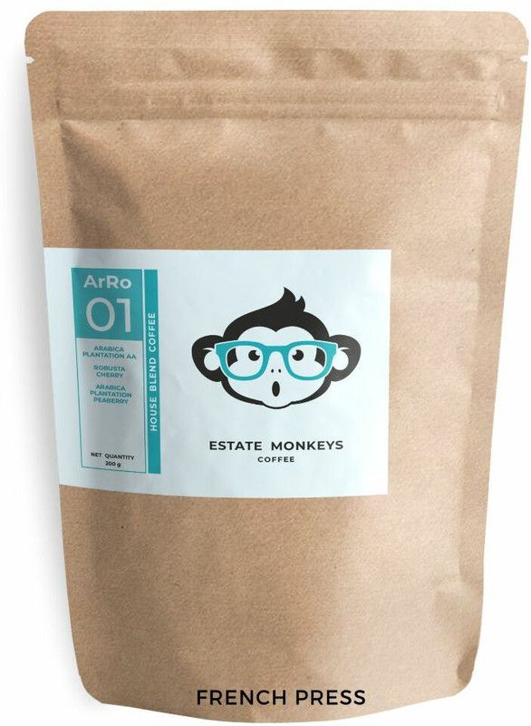 Estate Monkeys ArRo 01-Arabica & Robusta House Blend Coffee - Medium Roast -French Press Grind French Press  (200 g)