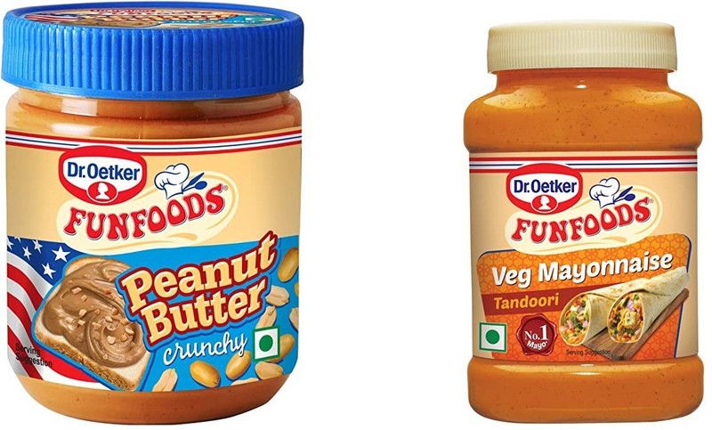 FUNFOODS by Dr. Oetker PEANUT BUTTER CRUNCHY + VEG.MAYO TANDOORI 400 g  (Pack of 2)