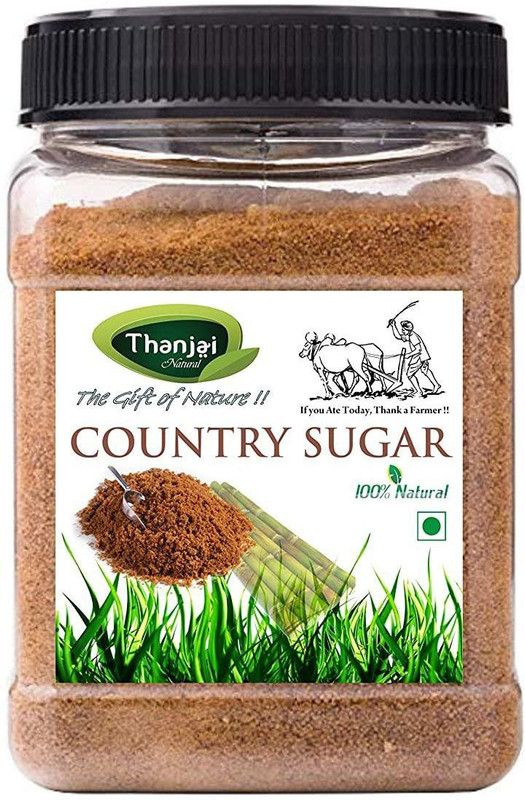 THANJAI NATURAL 4kg Jar Sugarcane Jaggery Powder / Country Sugar / Nattu Sakkarai - Organically Processed 100% Natural / Powder Jaggery  (4 kg, Pack of 4)