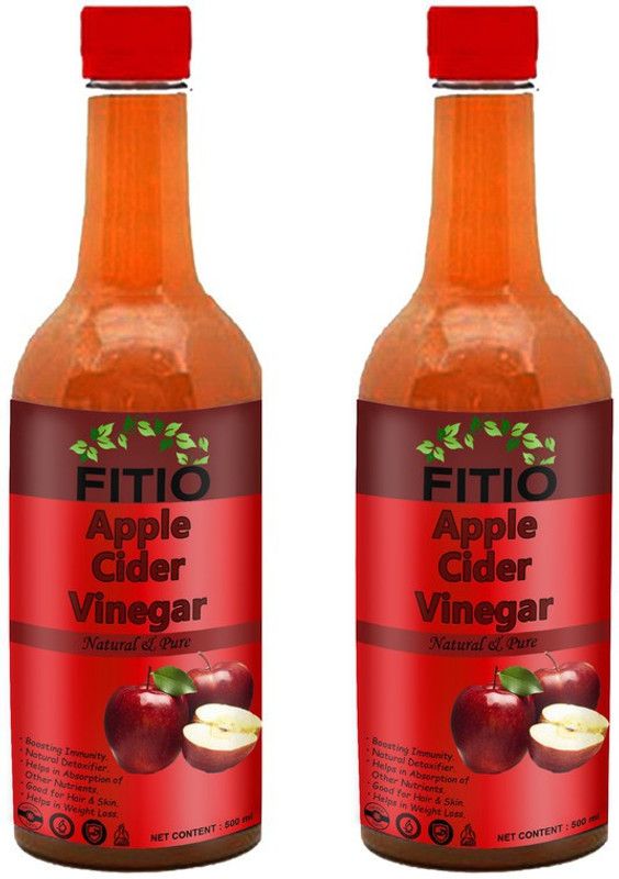 FITIO Nutrition Organic Apple Cider Vinegar with Mother for Weight Loss Vinegar (B) (Pack Of 2) Premium Vinegar  (2 x 500 ml)