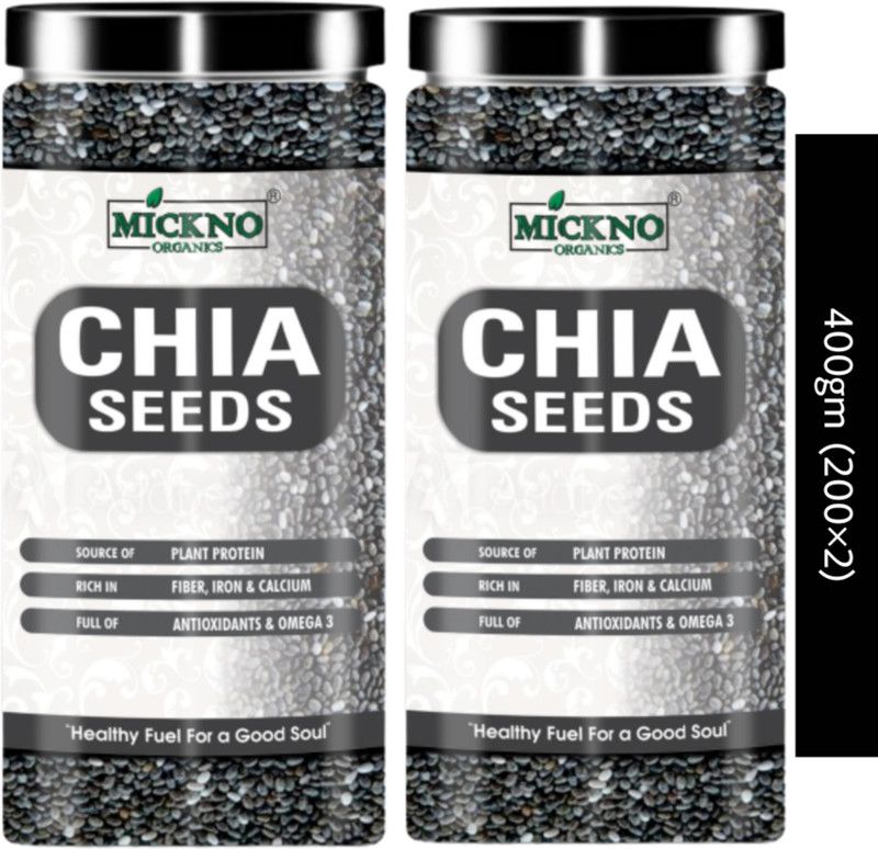 mickno organics 400g Chia Seeds weightloss raw organic eating chia seed pack of 2 ( 200g x 2 ) Chia Seeds  (400 g, Pack of 2)